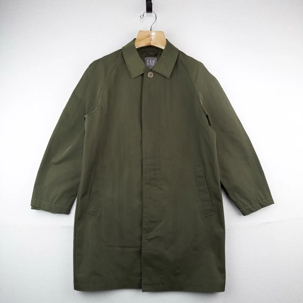 Gap Mac Rain Coat Olive Green Men's M Relaxed Fit Water Resistant Wind Proof